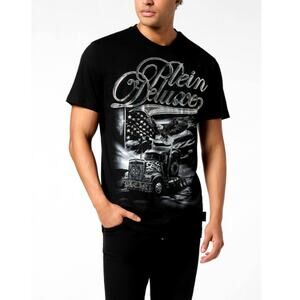 Philipp Plein Men's Black Plein Truck Stones Round Neck T-Shirt Size XL